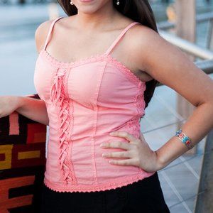 NWT Pima Cotton Handmade in Peru Peach Tank Top with Elastic Back